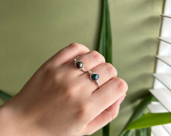 Rainbow Hematite Wire Wrapped Crystal Ring | Silver Plated Copper Ring - Please check description for how to order your size!