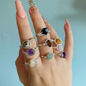 Wire Wrapped Crystal Rings | Crystal Jewellery - Please check description for how to order your size!