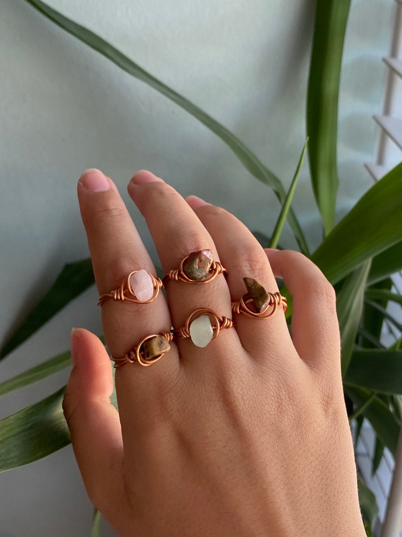 Wire Wrapped Crystal Rings Crystal Jewellery - Etsy UK