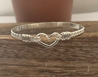Open Heart bracelet in all .925 sterling silver.  Handcrafted wire wrapped bracelet.