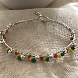 Rasta Twist Armband, 925 Sterling Silber Armband, handgefertigtes Draht gewickeltes Armband