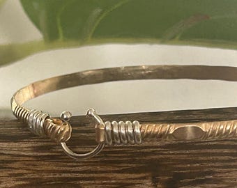 Handmade 14K Gold Filled Hook Bangle Bracelet, Caribbean Inspired