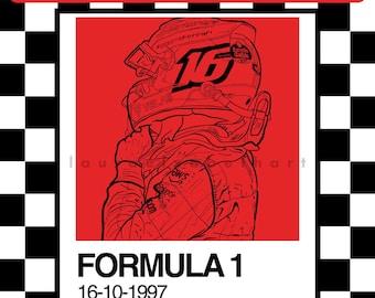 Charles Leclerc Poster | 16 | F1 Poster | Formula One | Wall Art | Digital Download | Printable