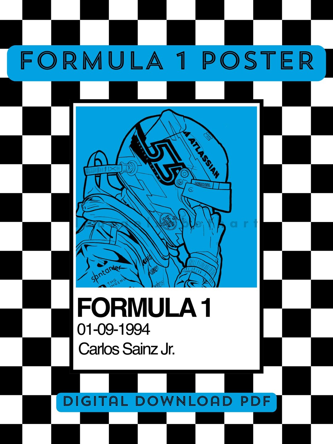 Carlos Sainz Poster | 55 | F1 Poster | Formula One | Williams | Wall ...