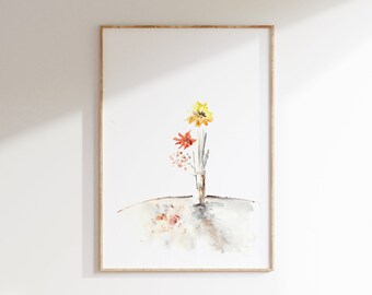 Autumn.  Giclee fine art watercolour print.  Limited edition abstract flower print.