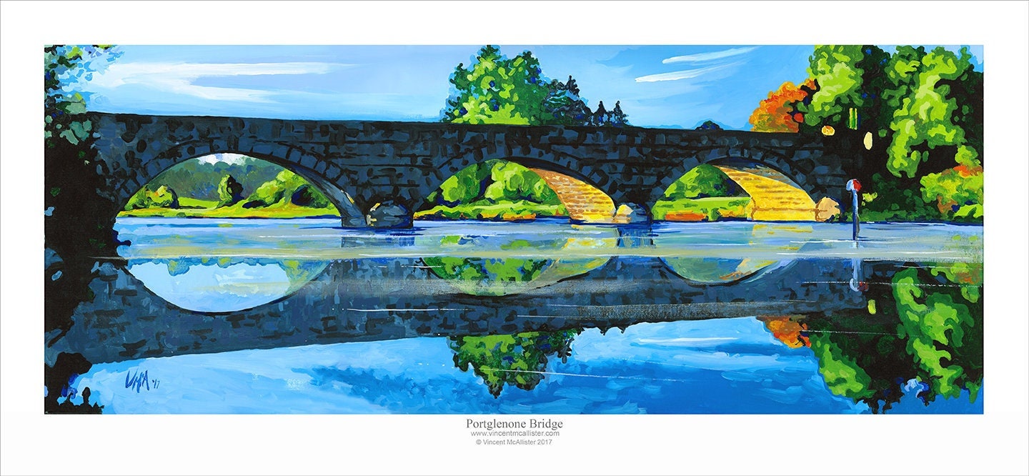 Portglenone Bridge by Irish Artist Vincent McAllister. Fine art limited-edition print.