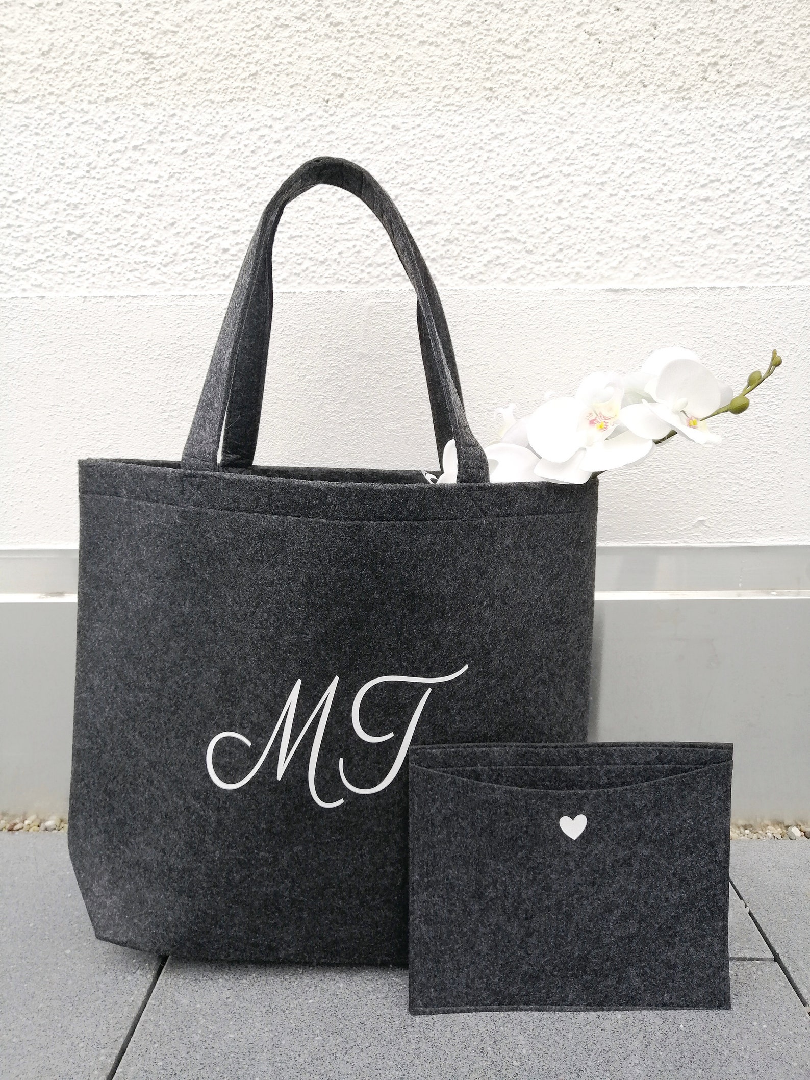 Bolso de fieltro personalizado con iniciales comprador bolso Etsy