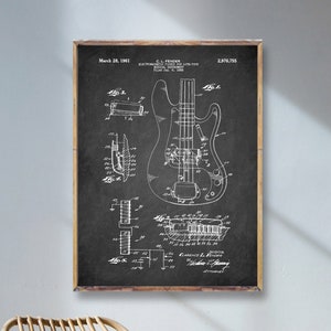 Rock and Roll GUITAR 1959 patent poster, Vintage Popular Guitar patent print, Classic rock Guitar poster, Music decor, Guitarist decor [221]