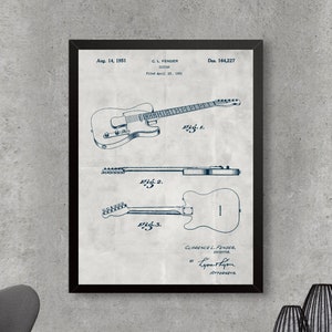 Guitar print, guitar patent poster, Vintage Electric rock Guitar patent print popular Guitar poster, Music room decor, Guitarist decor [223]