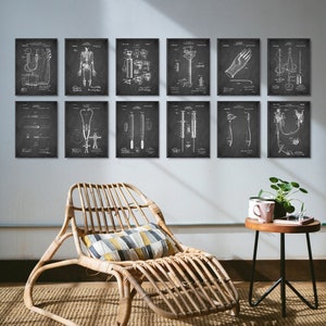 MEDICAL Patent set of 12, Vintage print of Medical instruments, Medicine patent posters, Anatomical Skeleton patent, Medical student gift