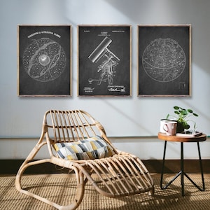 ASTRONOMY 3 print set, Astronomy Vintage Engraving poster, Vintage Telescope patent, Visible heavens January 21st to April 17th [AE3-13-441]