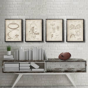 FOOTBALL patents 4 poster set, Foot ball patent print, Football Helmet patent, Football pants patent, Football Shoulder, Football wall decor
