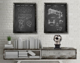 Vintage SOCCER patents 2 print set, Soccer Ball patent print, Soccer Goal patent poster, Soccer patent posters, Soccer wall decor [644-646]