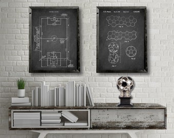 Vintage SOCCER patents 2 print set, Soccer Ball patent print, Soccer Pitch patent poster, Soccer Field patent, Soccer wall decor [644-645]