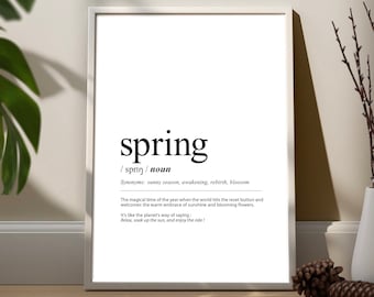 SPRING definition poster, fun spring definition print, Minimalist spring definition poster, seasonal wall decor, Dictionary definition print