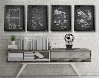 SOCCER patents 4 poster set, Soccer Pitch print, Soccer ball patent poster, Soccer goal patent print, Soccer Shoes patent, Soccer wall decor