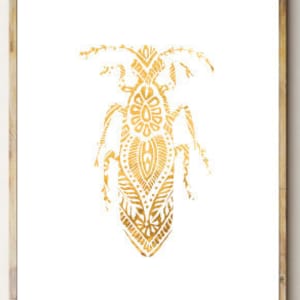 INSECT poster, LongHorn Beetle art print, Entomology poster, FOIL stamp Effect, Abstract Zen texture Mandalas Art print, Minimalist Insect