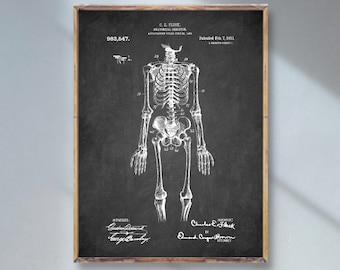 SKELETON Patent poster, ANATOMY patent print, Anatomy art print, Skeleton detail chart Anatomical Skeleton patent print, Medical patent [407