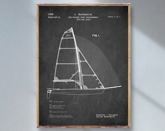 Affiche de brevet de VOILIER de la série 29 pouces, affiche de modèle de VOILIER de course, impression d'art de brevet de voilier de série olympique, décoration murale de bateau de course [640]