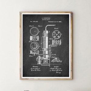 WHISKEY distiller patent poster, Alcohol still patent, Whisky ALCOOL scotch distiller patent, Whisky drinker theme decor, Bar decor [310]