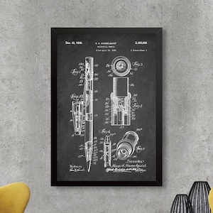 Impression brevet de crayon mécanique, affiche de crayon mécanique d&#39;ingénieur architecte, brevet de stylo de dessin technique, affiche d&#39;art de crayon de dessinateur [611]
