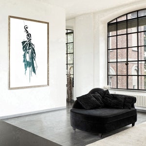 Stampa di musicista di violoncello JAZZ, poster di JAZZ MAN, stampa minimalista della mia illustrazione originale a inchiostro nero, poster di disegno di linea jazz [3]