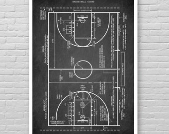 Basketball COURT art print, Basketball Court art poster, vintage basketball Field art print, Basketball poster decor, Basketball cool gift