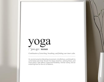 YOGA definition poster, Yoga definition print, Black and white Yoga print, Minimalist Yoga definition, Zen wall art decor, Yoga room decor
