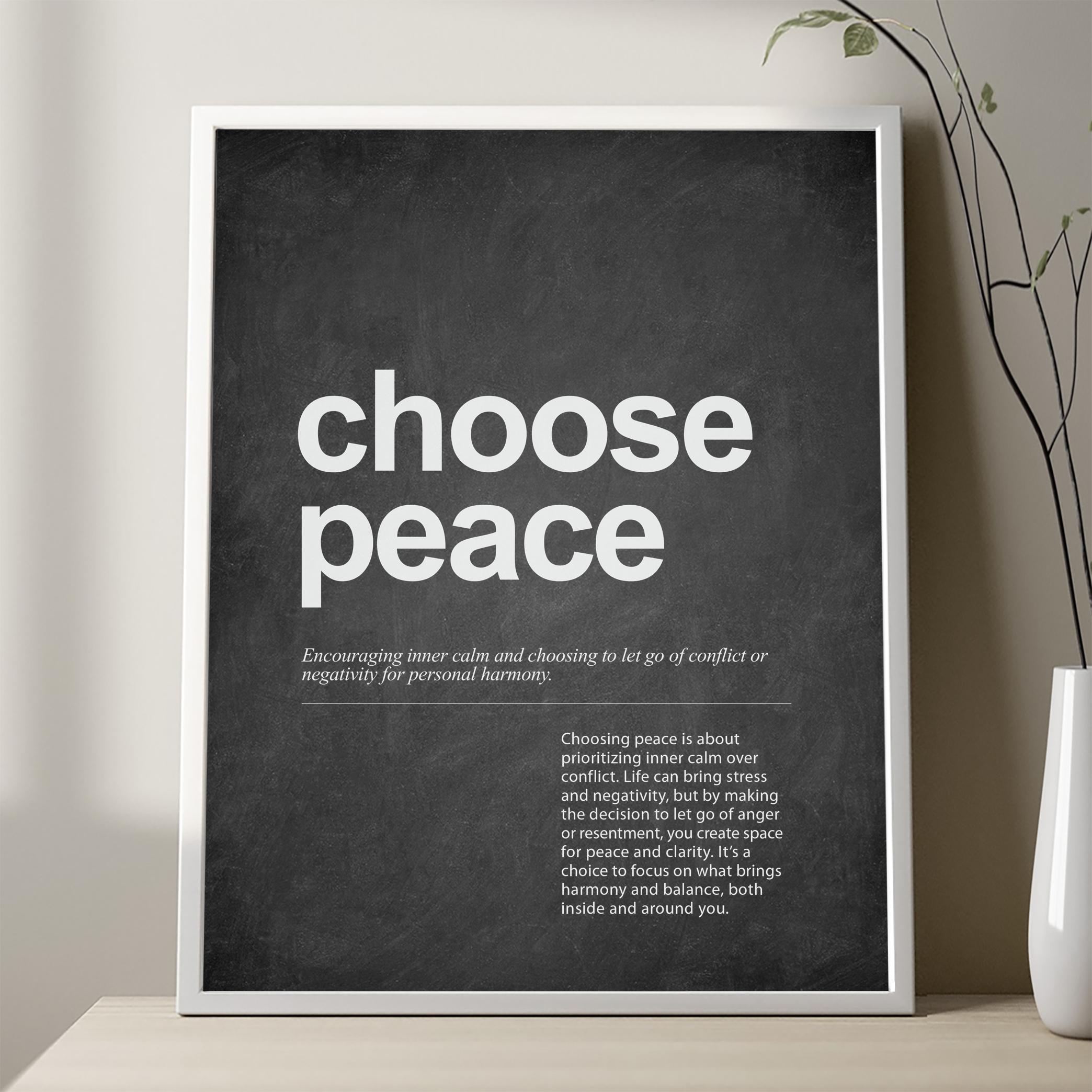 CHOOSE PEACE Definition Print, Expression Choose Peace Definition
