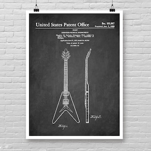 Guitar patent print, Guitar 1958 patent poster, Vintage Electric Guitar patent print, Guitar poster, Music room decor, Musician gift idea