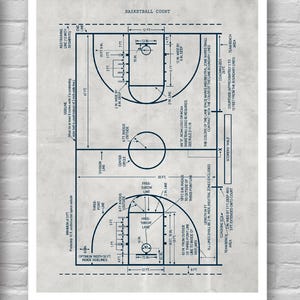 SPECIAL DEAL 50% OFF - 18&quot;x24&quot; - Basketball Court art print, vintage Basketball Court poster, Basketball wall poster, Sport bedroom decor