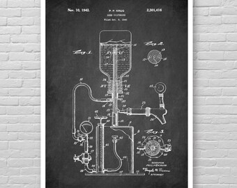 BEER Dispenser patent poster, Beer Dispenser print, Cool gift Beer drinker theme wall decor, Bar and Pub decor, Brewery wall decor [273]