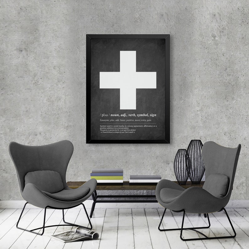 Plus Sign Definition Print, Symbol + Definition Poster, Positive Art ...