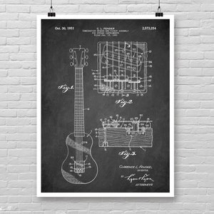 Póster de patente de guitarra de rock, impresión de patente de guitarra popular vintage de 1951, póster de guitarra de rock and roll, decoración de sala de música, idea de regalo para músicos [219]