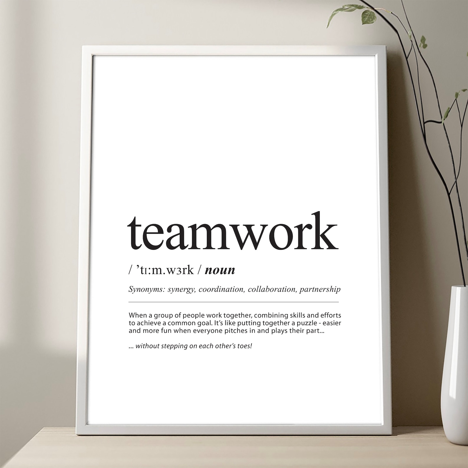 Teamwork Definition Poster, Teamwork Definition Print, Black and White ...