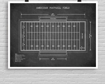 FOOTBALL Field print, American Football Field poster, Foot ball poster, Football Field decor, Cool sport patent print, Football room decor