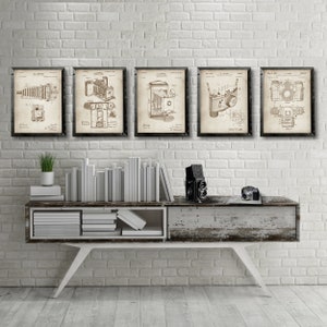 Vintage Photographic CAMERA patents 5 poster set, old Camera patents, Photographer wall decor, Vintage Camera wall art decor, Camera photo