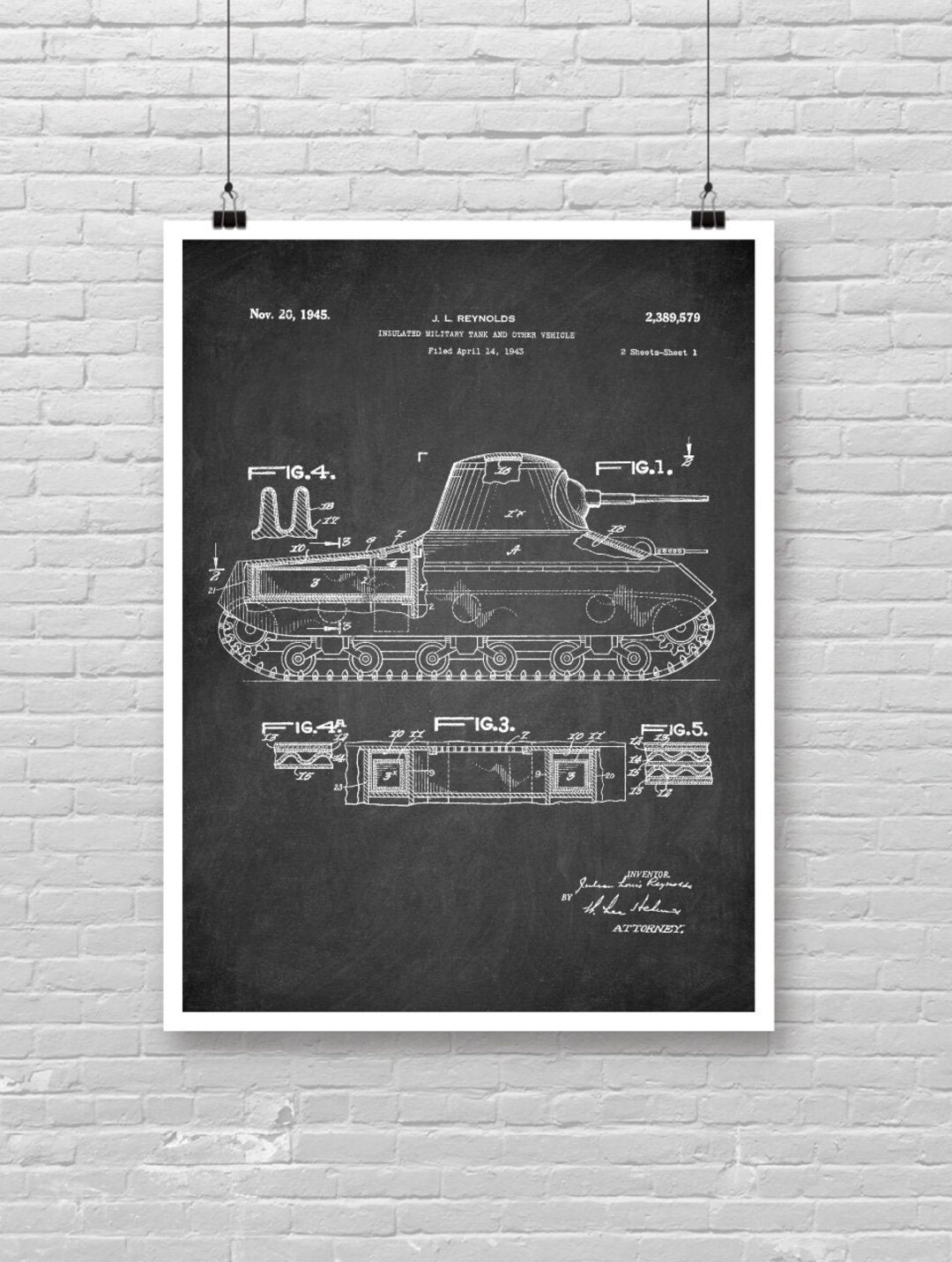 TANK Patent Poster, Second World War Tank Patent Art, Military