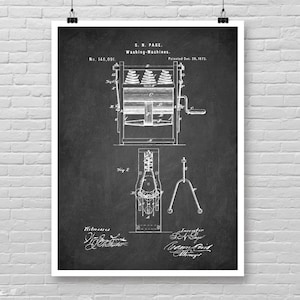 WASHING MACHINE patent poster, LAUNDRY Room decor, Vintage Laundry Washing Machine patent print, Farm house Laundry room wall decor [400]