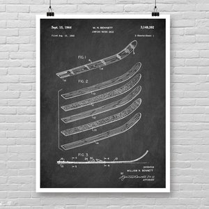 Patentprint waterskiën, waterski&#39;s springen 1964 patentposter, patentprint watersport, patentdecor waterski, decor waterskiën, interieurdecoratie