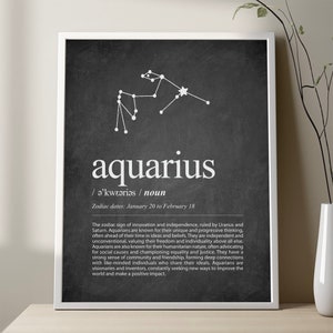AQUARIUS definition poster, Aquarius zodiac sign definition print, Aquarius constellation definition poster, Aquarius Stars definition print