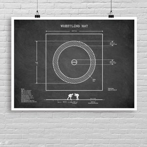 WRESTLING MAT Print, Wrestling Mat Technical Drawing Poster, Wrestling ...
