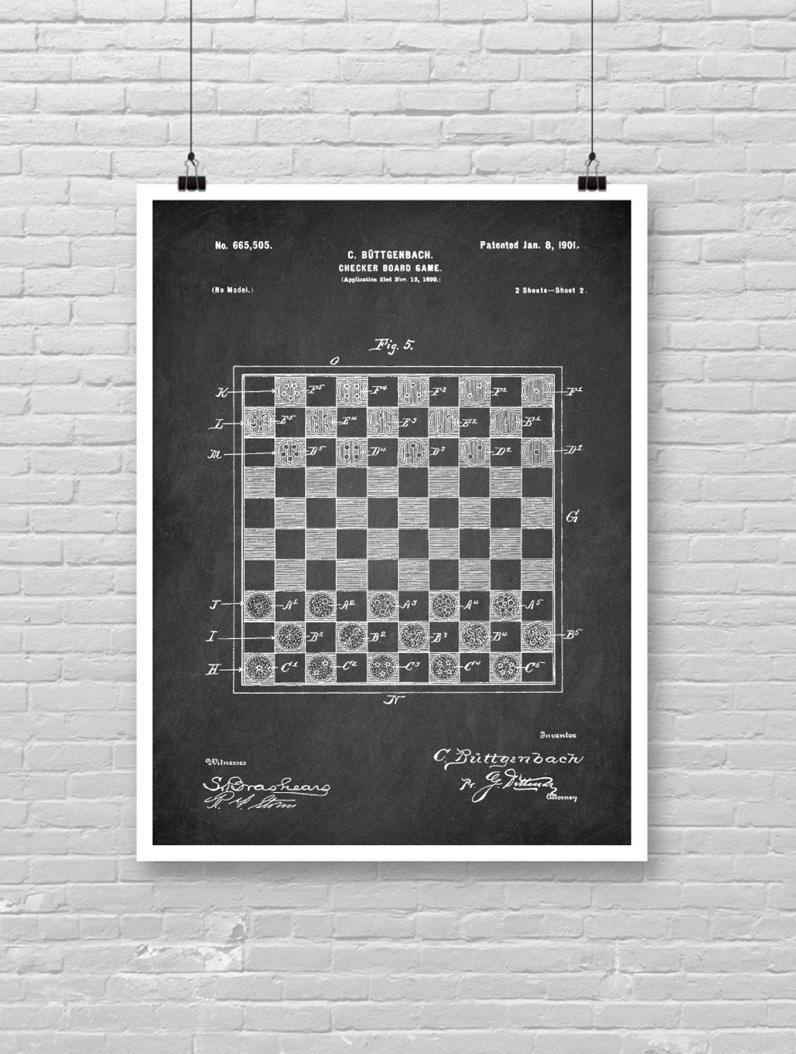 Classic GAMES Patents 3 Poster Set, Checker Board Game Patent Print ...