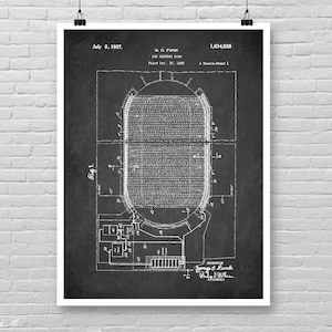 Ice Skating RINK patent poster, Ice HOCKEY Rink patent print, Ice Hockey patent art poster, Hockey wall decor, Cool gift Hockey player [153]