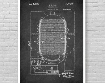 Ice Skating RINK patent poster, Ice HOCKEY Rink patent print, Ice Hockey patent art poster, Hockey wall decor, Cool gift Hockey player [153]