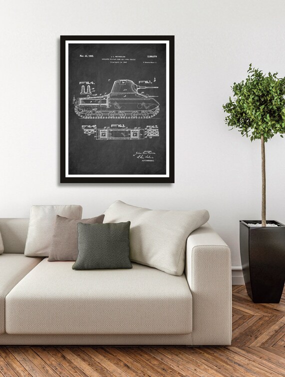 TANK Patent Poster, Second World War Tank Patent Art, Military