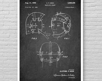 Patentprint worstelhelm, poster worstelhelm technische tekening, poster worstelen patent, poster worstelen, wanddecoratie worstelen, sportposter