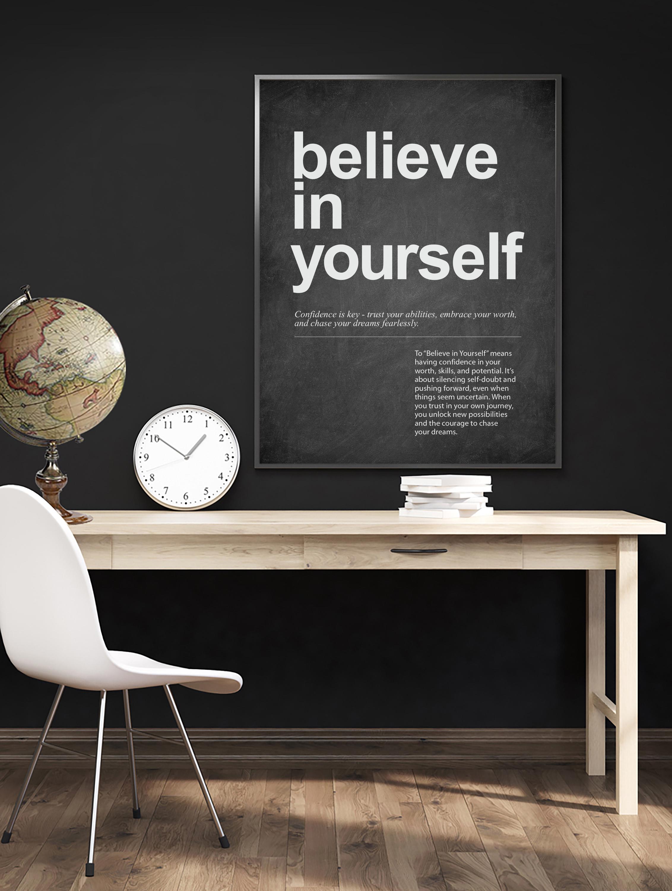 Believe in Yourself Definition Print - Motivational Quote Wall Art ...