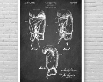 May include: A framed vintage boxing glove patent print. The black and white illustration shows three views of a boxing glove, with detailed diagrams and annotations. The patent date is April 21, 1925.