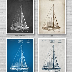 Affiche de brevet de VOILIER, affiche de modèle de VOILIER, impression d'art de brevet de bateau, impression de brevet de voilier de 1927, affiches de marine, décoration murale de bateau 40 image 2